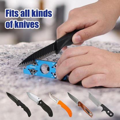 6-in-1 Pocket Knife Sharpener & Bottle Opener Adjustable Angles Multi-Function with Belt Clip portable Portable Pocket Knife Sharpener