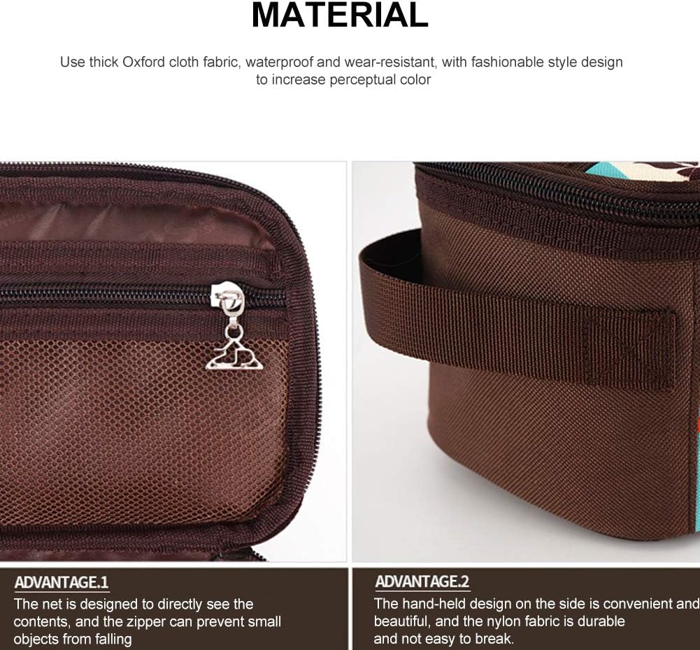 Camping Travel Cooking Utensils Organizer Travel Bag with Net Pockets, Portable Pouch for BBQ Camp Cookware Kitchen Kit,13x5.1x4.9inch (Oxford Cloth, Nylon, Metal)