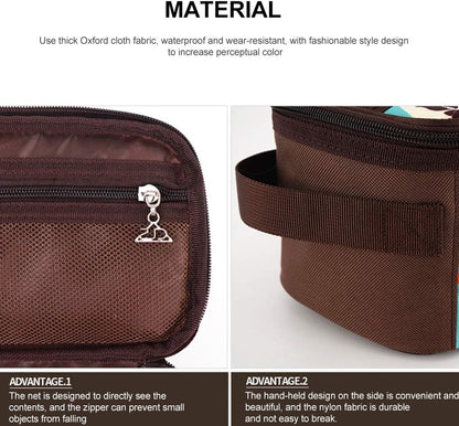 Camping Travel Cooking Utensils Organizer Travel Bag with Net Pockets, Portable Pouch for BBQ Camp Cookware Kitchen Kit,13x5.1x4.9inch (Oxford Cloth, Nylon, Metal)