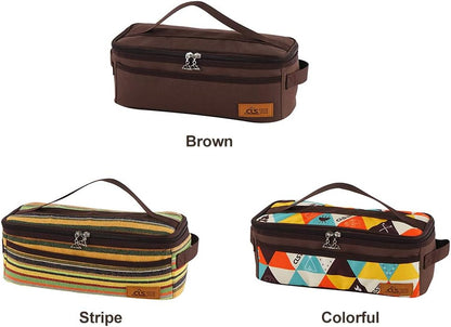 Camping Travel Cooking Utensils Organizer Travel Bag with Net Pockets, Portable Pouch for BBQ Camp Cookware Kitchen Kit,13x5.1x4.9inch (Oxford Cloth, Nylon, Metal)