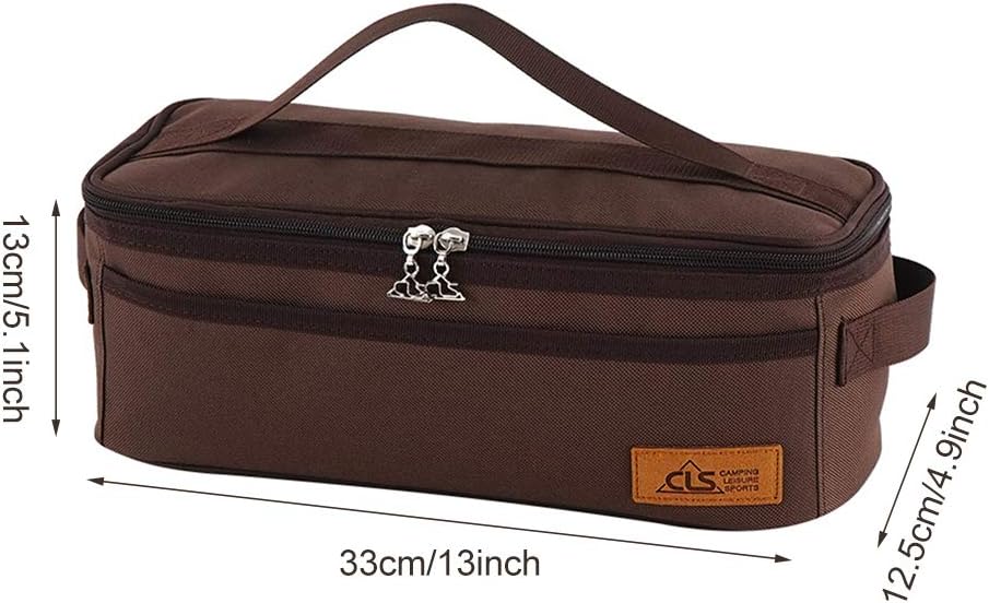 Camping Travel Cooking Utensils Organizer Travel Bag with Net Pockets, Portable Pouch for BBQ Camp Cookware Kitchen Kit,13x5.1x4.9inch (Oxford Cloth, Nylon, Metal)
