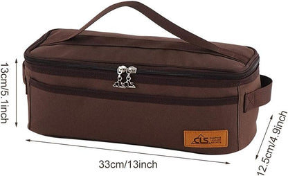 Camping Travel Cooking Utensils Organizer Travel Bag with Net Pockets, Portable Pouch for BBQ Camp Cookware Kitchen Kit,13x5.1x4.9inch (Oxford Cloth, Nylon, Metal)