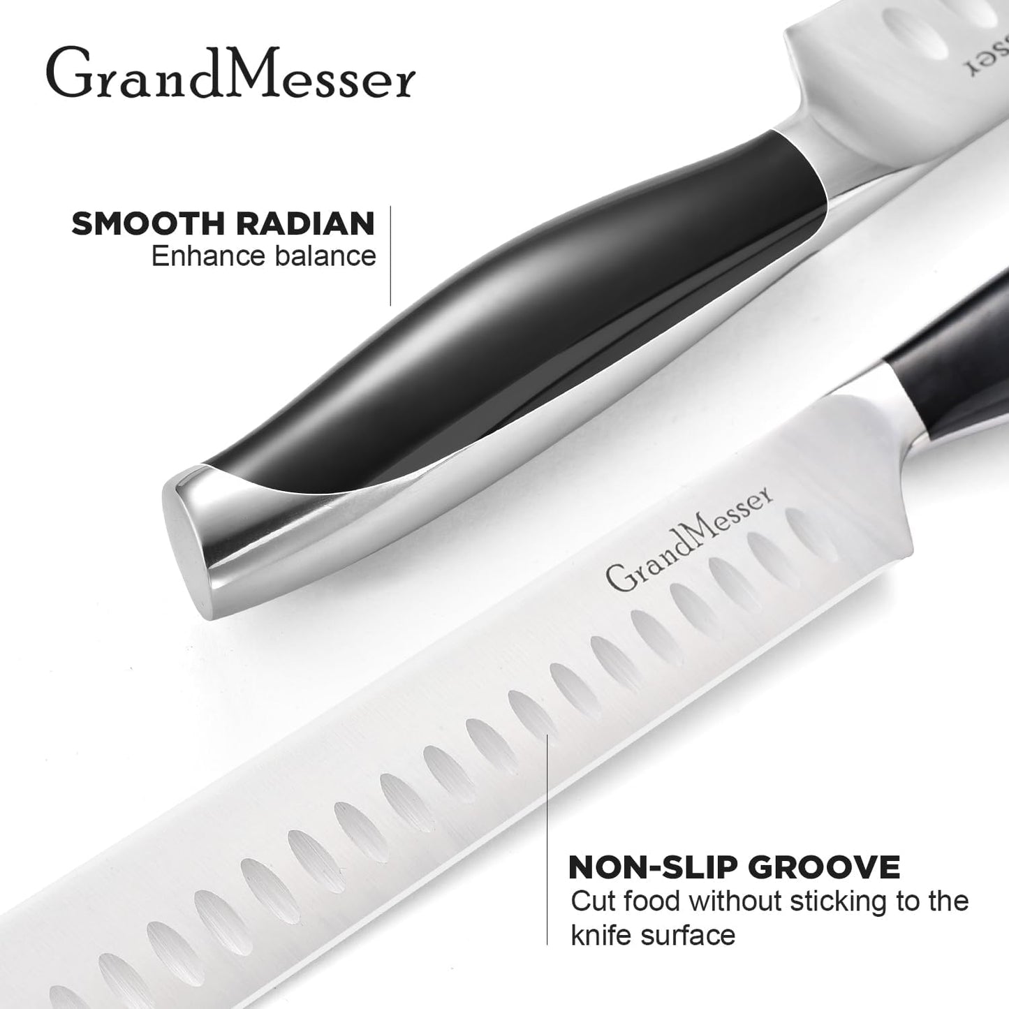 Carving Knife, 12 Inch Slicing Knife for Meat, Premium German Steel with ABS Handle, for BBQ Brisket Turkey Ham Rib Roast Beef with Sharpener.