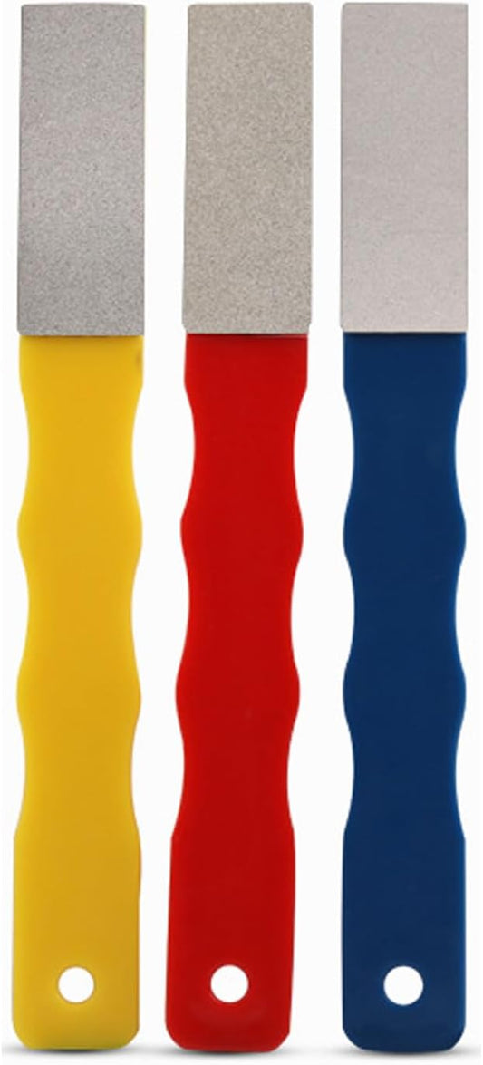 3Pcs Diamond Sharpening Hones Sets, Color Coded Diamond Sharpening Stone Kit, 3Grits #220,400,600 Flat Hand File Knife Sharpener for Hunting, Outdoor