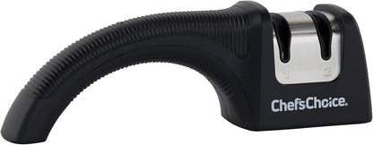 Manual Knife Sharpeners for 20-Degree Straight-Edge and Serrated Commercial Kitchen Pocket and Sports Knives with Diamond Abrasives Angle Control & Compact Footprint, 2-Stage, Black