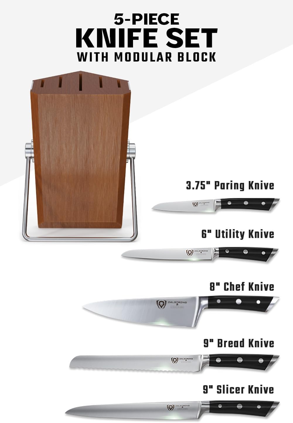 18-Piece Gladiator Colossal Knife Block Set — German High-Carbon Steel, Full-Tang, Hand-Sharpened — For Home Chefs, Wedding Registries & Serious Kitchens — Acacia Wood Block, NSF Certified