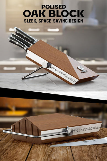 18-Piece Gladiator Colossal Knife Block Set — German High-Carbon Steel, Full-Tang, Hand-Sharpened — For Home Chefs, Wedding Registries & Serious Kitchens — Acacia Wood Block, NSF Certified