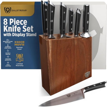 18-Piece Gladiator Colossal Knife Block Set — German High-Carbon Steel, Full-Tang, Hand-Sharpened — For Home Chefs, Wedding Registries & Serious Kitchens — Acacia Wood Block, NSF Certified
