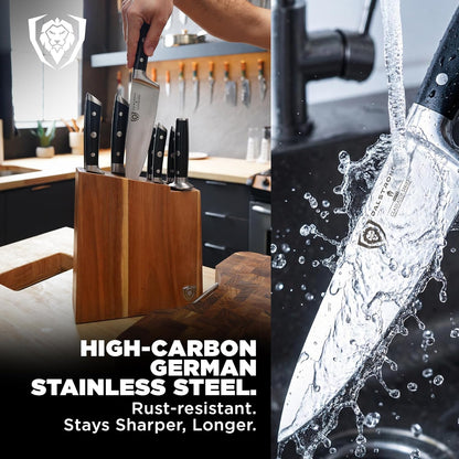 18-Piece Gladiator Colossal Knife Block Set — German High-Carbon Steel, Full-Tang, Hand-Sharpened — For Home Chefs, Wedding Registries & Serious Kitchens — Acacia Wood Block, NSF Certified