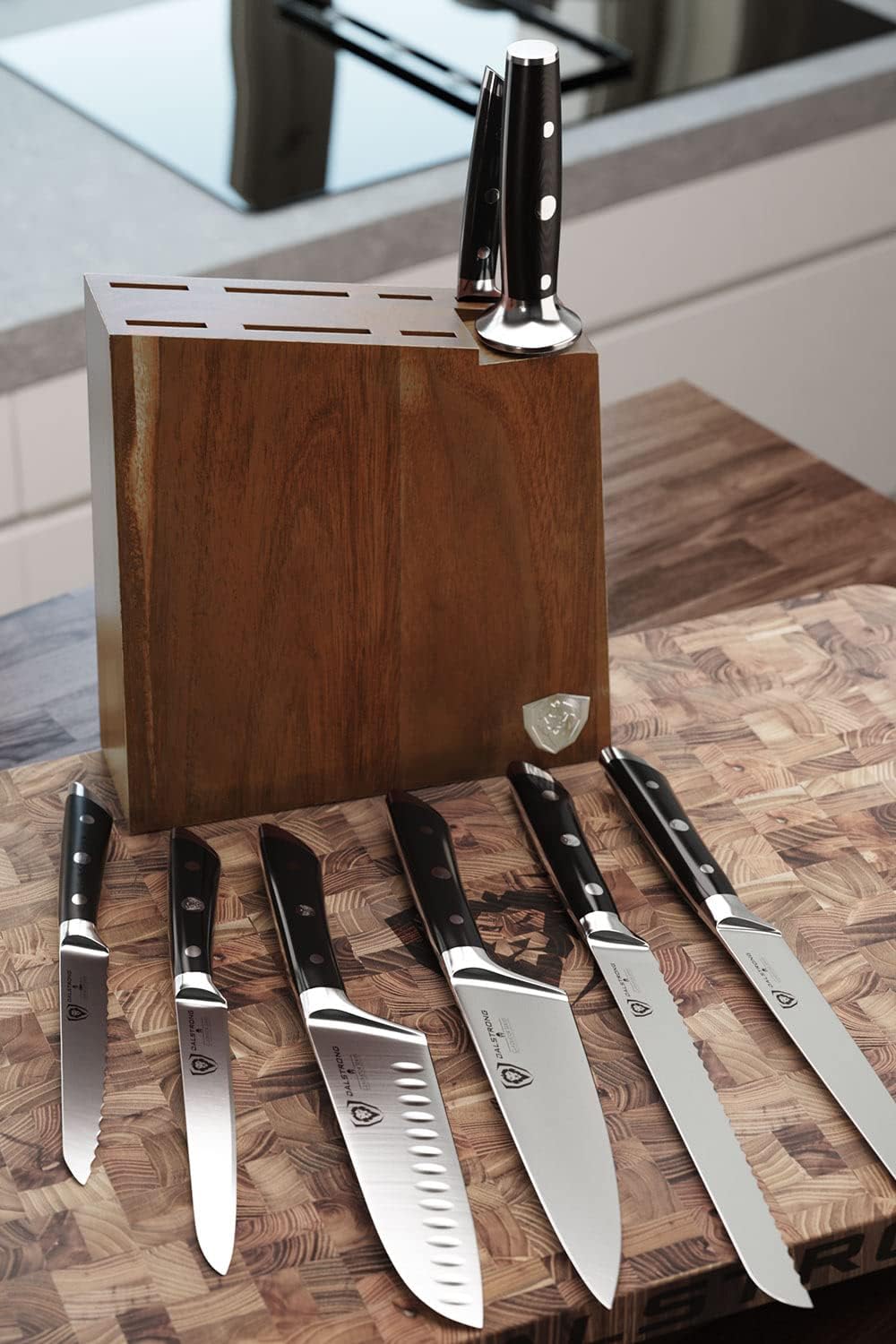 18-Piece Gladiator Colossal Knife Block Set — German High-Carbon Steel, Full-Tang, Hand-Sharpened — For Home Chefs, Wedding Registries & Serious Kitchens — Acacia Wood Block, NSF Certified