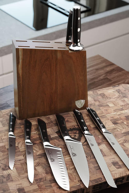 18-Piece Gladiator Colossal Knife Block Set — German High-Carbon Steel, Full-Tang, Hand-Sharpened — For Home Chefs, Wedding Registries & Serious Kitchens — Acacia Wood Block, NSF Certified