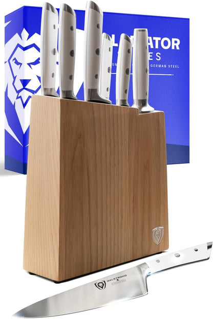 18-Piece Gladiator Colossal Knife Block Set — German High-Carbon Steel, Full-Tang, Hand-Sharpened — For Home Chefs, Wedding Registries & Serious Kitchens — Acacia Wood Block, NSF Certified