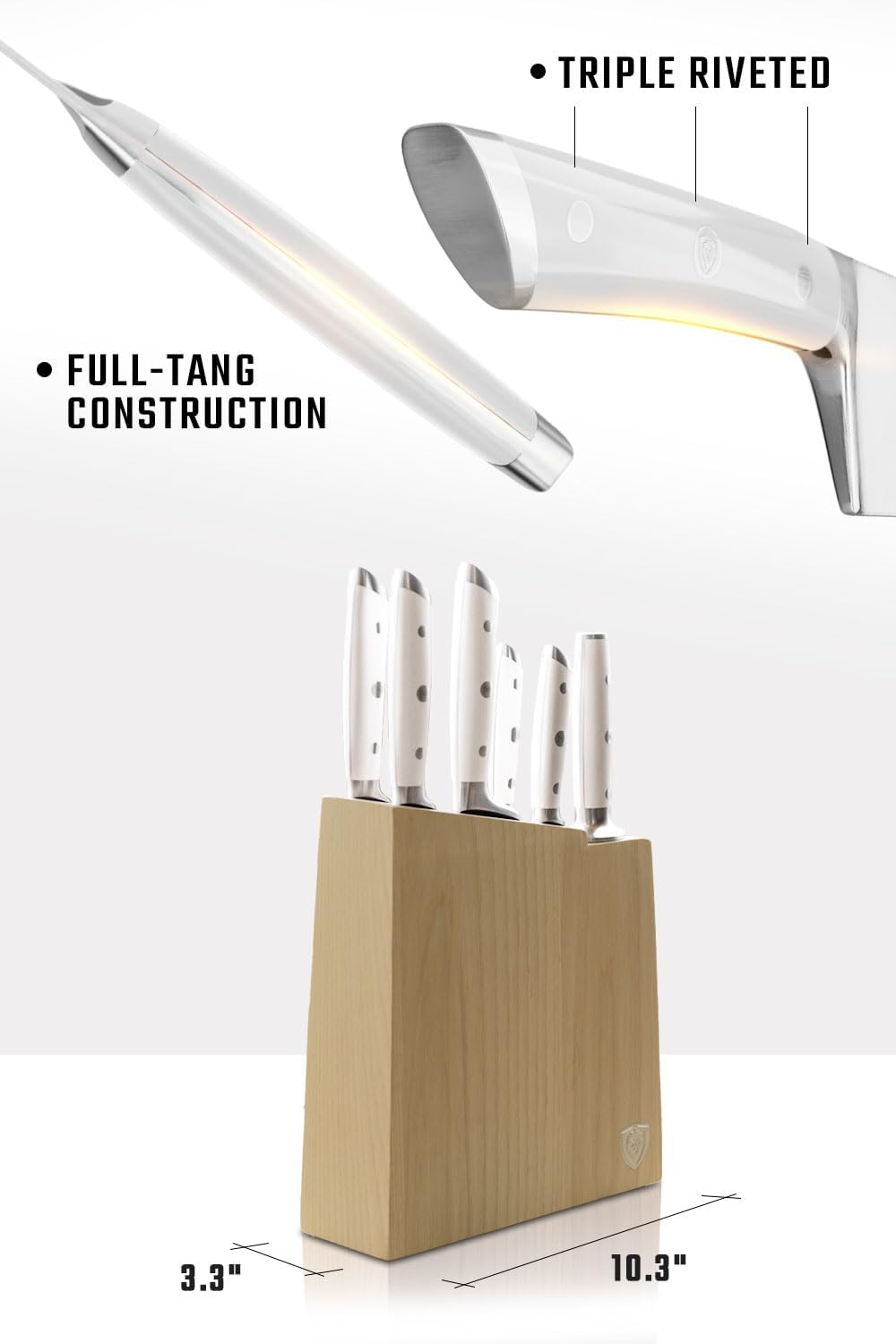 18-Piece Gladiator Colossal Knife Block Set — German High-Carbon Steel, Full-Tang, Hand-Sharpened — For Home Chefs, Wedding Registries & Serious Kitchens — Acacia Wood Block, NSF Certified