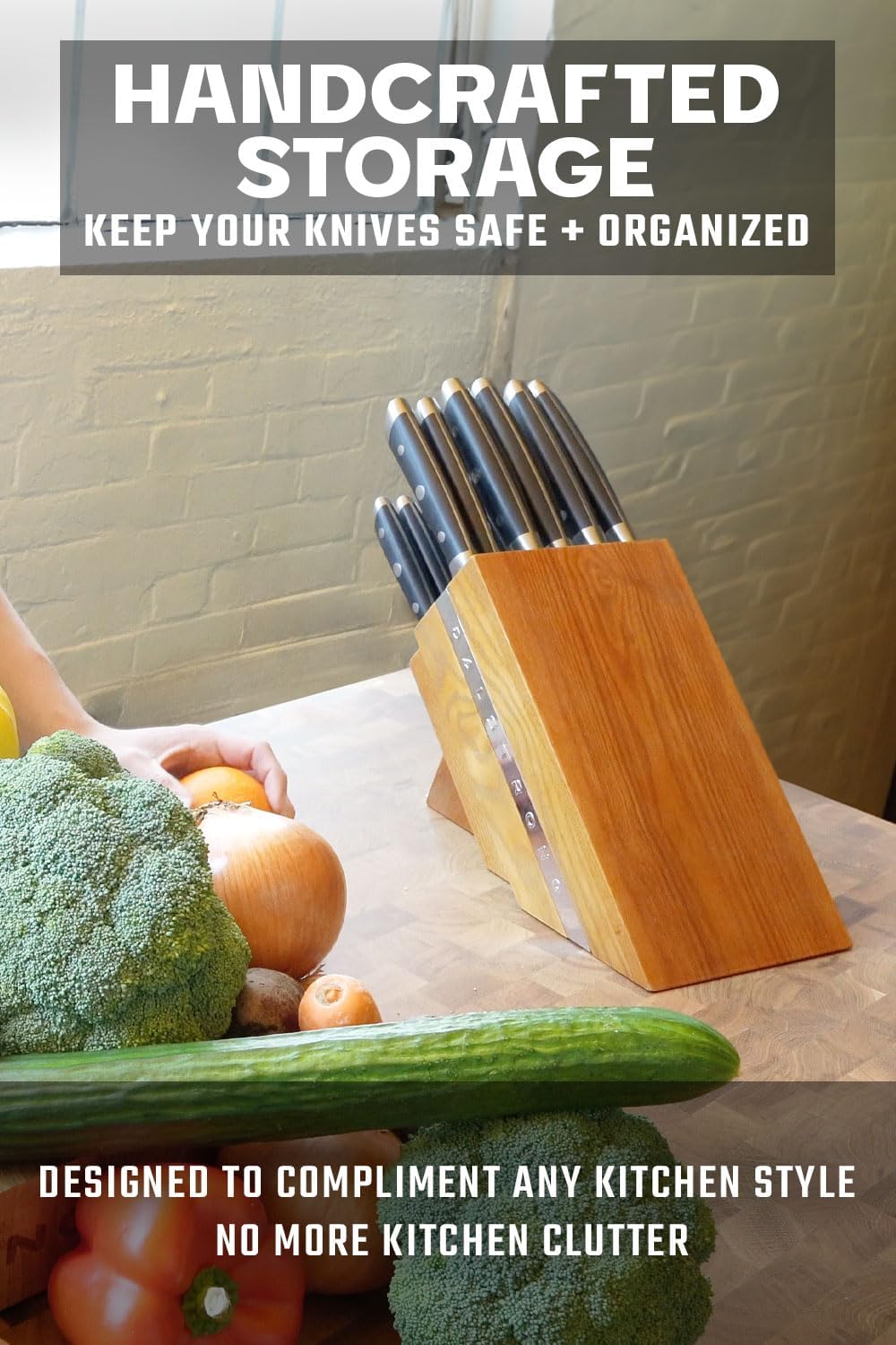 18-Piece Gladiator Colossal Knife Block Set — German High-Carbon Steel, Full-Tang, Hand-Sharpened — For Home Chefs, Wedding Registries & Serious Kitchens — Acacia Wood Block, NSF Certified