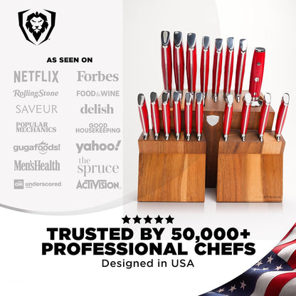 18-Piece Gladiator Colossal Knife Block Set — German High-Carbon Steel, Full-Tang, Hand-Sharpened — For Home Chefs, Wedding Registries & Serious Kitchens — Acacia Wood Block, NSF Certified