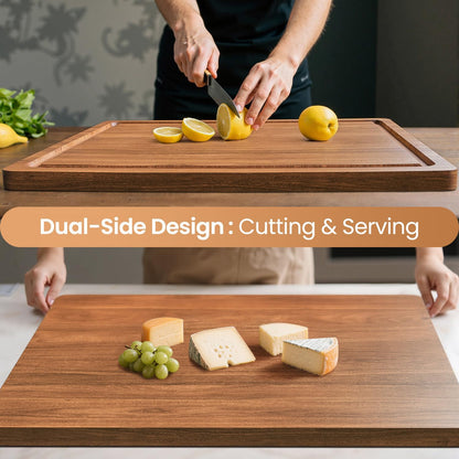 Acacia Wood Cutting Boards Set with Juice Groove & Handles for Kitchen 3-Piece Charcuterie Chopping Board for Meat Cheese Fruits Vegetables