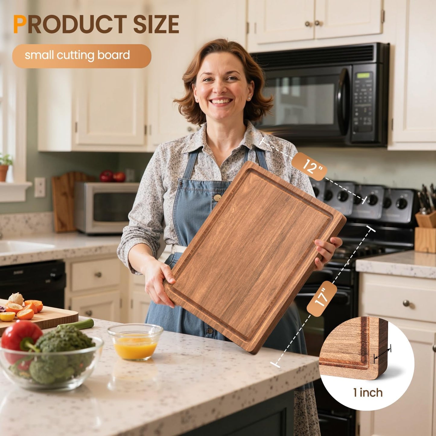 Acacia Wood Cutting Boards Set with Juice Groove & Handles for Kitchen 3-Piece Charcuterie Chopping Board for Meat Cheese Fruits Vegetables