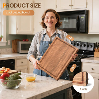 Acacia Wood Cutting Boards Set with Juice Groove & Handles for Kitchen 3-Piece Charcuterie Chopping Board for Meat Cheese Fruits Vegetables