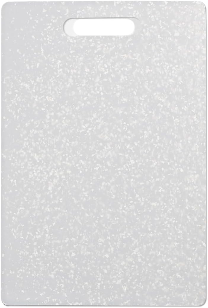 Classic Jelli Cutting Board with Handle, 9 by 15 inches, White Granite Pattern
