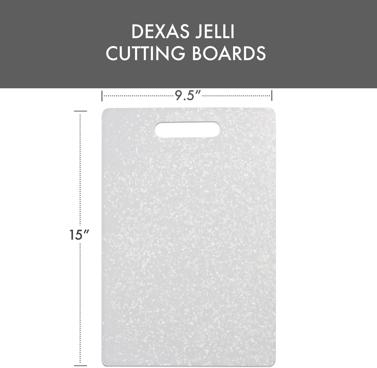 Classic Jelli Cutting Board with Handle, 9 by 15 inches, White Granite Pattern