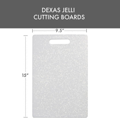 Classic Jelli Cutting Board with Handle, 9 by 15 inches, White Granite Pattern
