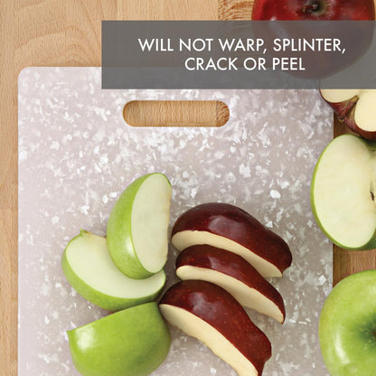 Classic Jelli Cutting Board with Handle, 9 by 15 inches, White Granite Pattern