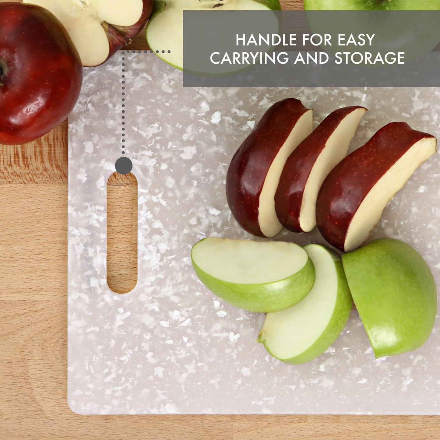 Classic Jelli Cutting Board with Handle, 9 by 15 inches, White Granite Pattern