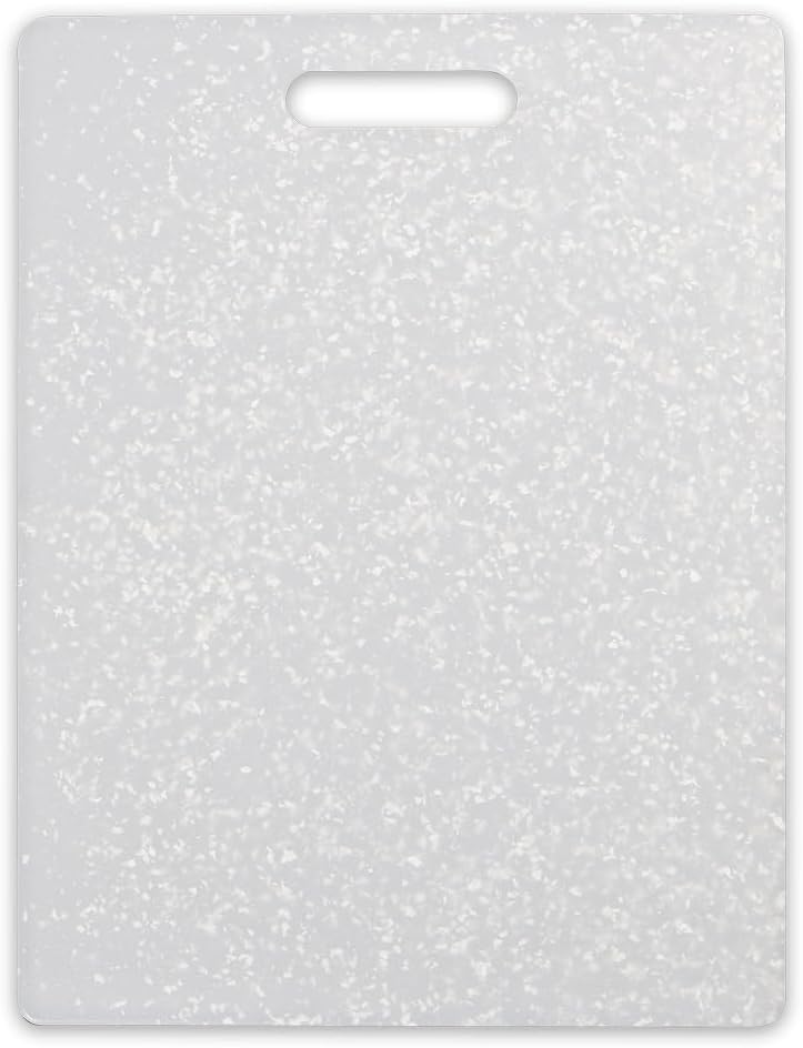 Classic Jelli Cutting Board with Handle, 9 by 15 inches, White Granite Pattern