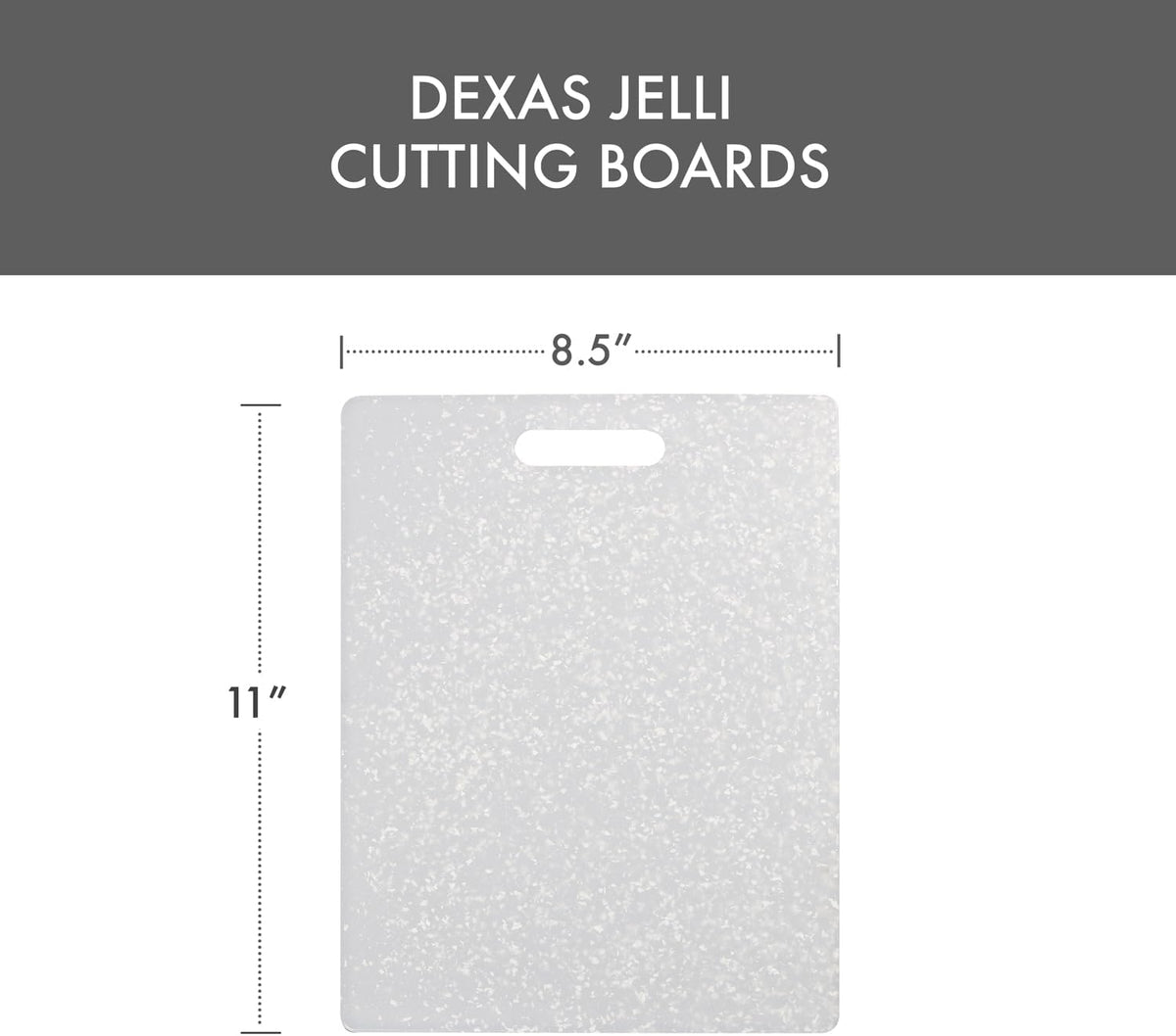 Classic Jelli Cutting Board with Handle, 9 by 15 inches, White Granite Pattern