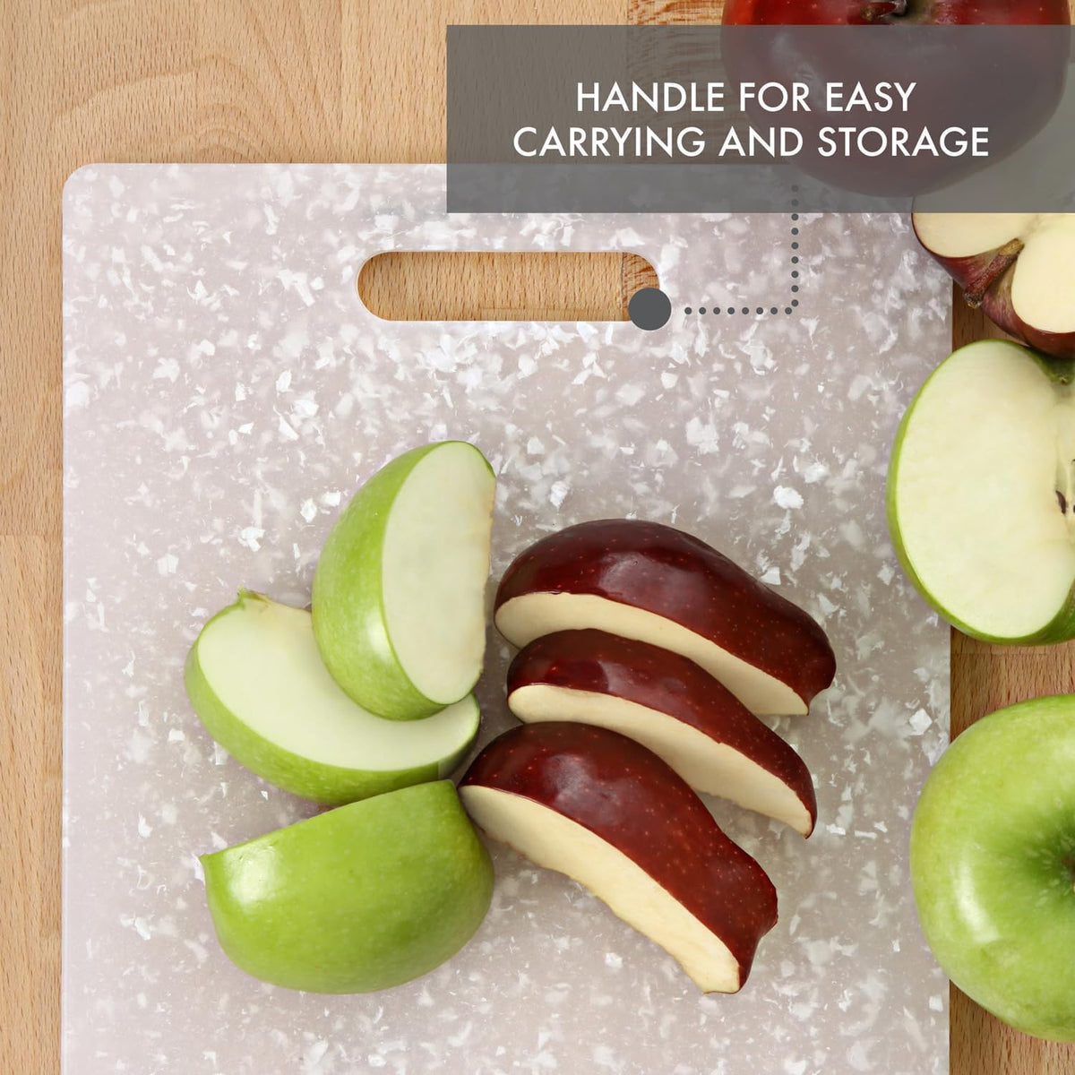 Classic Jelli Cutting Board with Handle, 9 by 15 inches, White Granite Pattern
