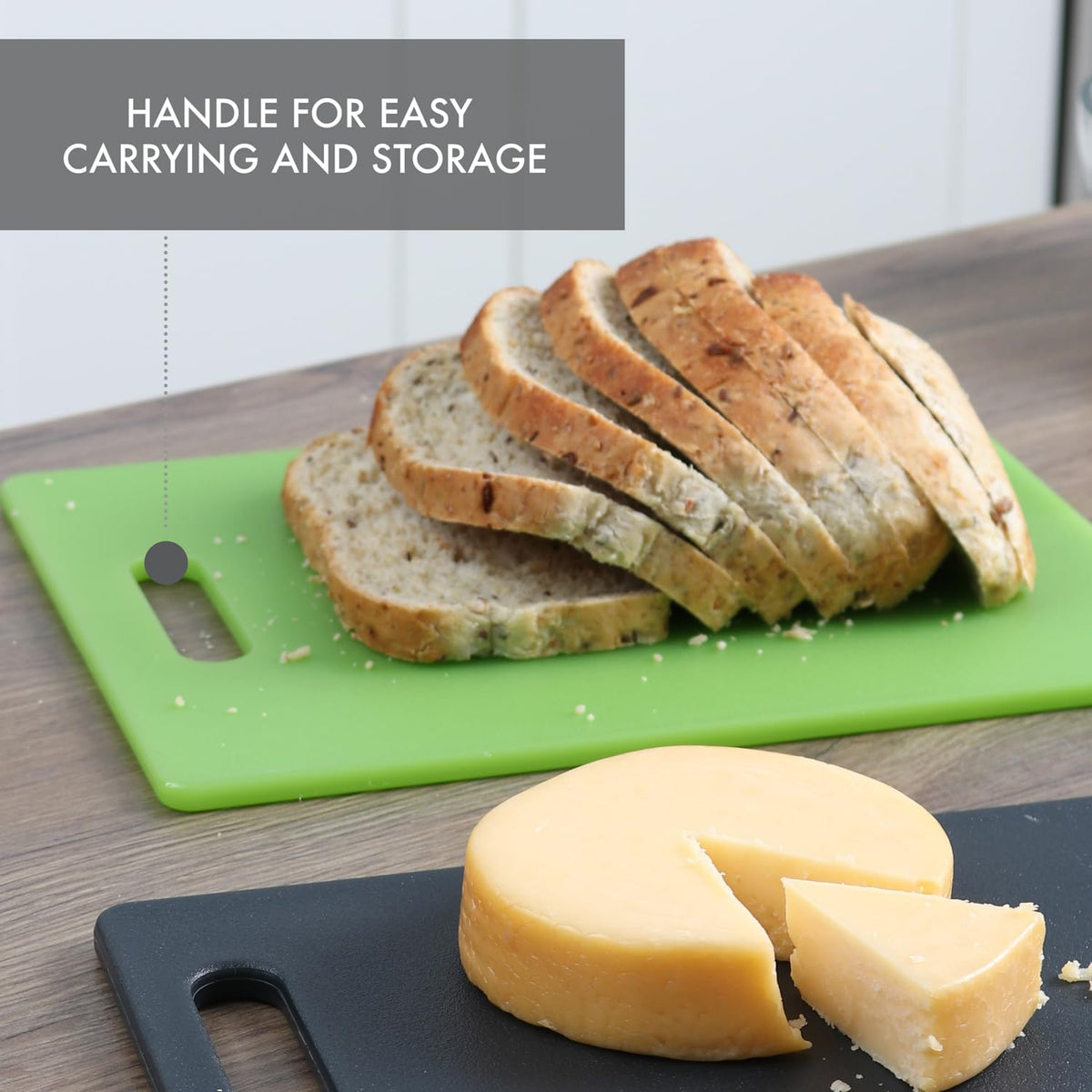 Classic Jelli Cutting Board with Handle, 9 by 15 inches, White Granite Pattern
