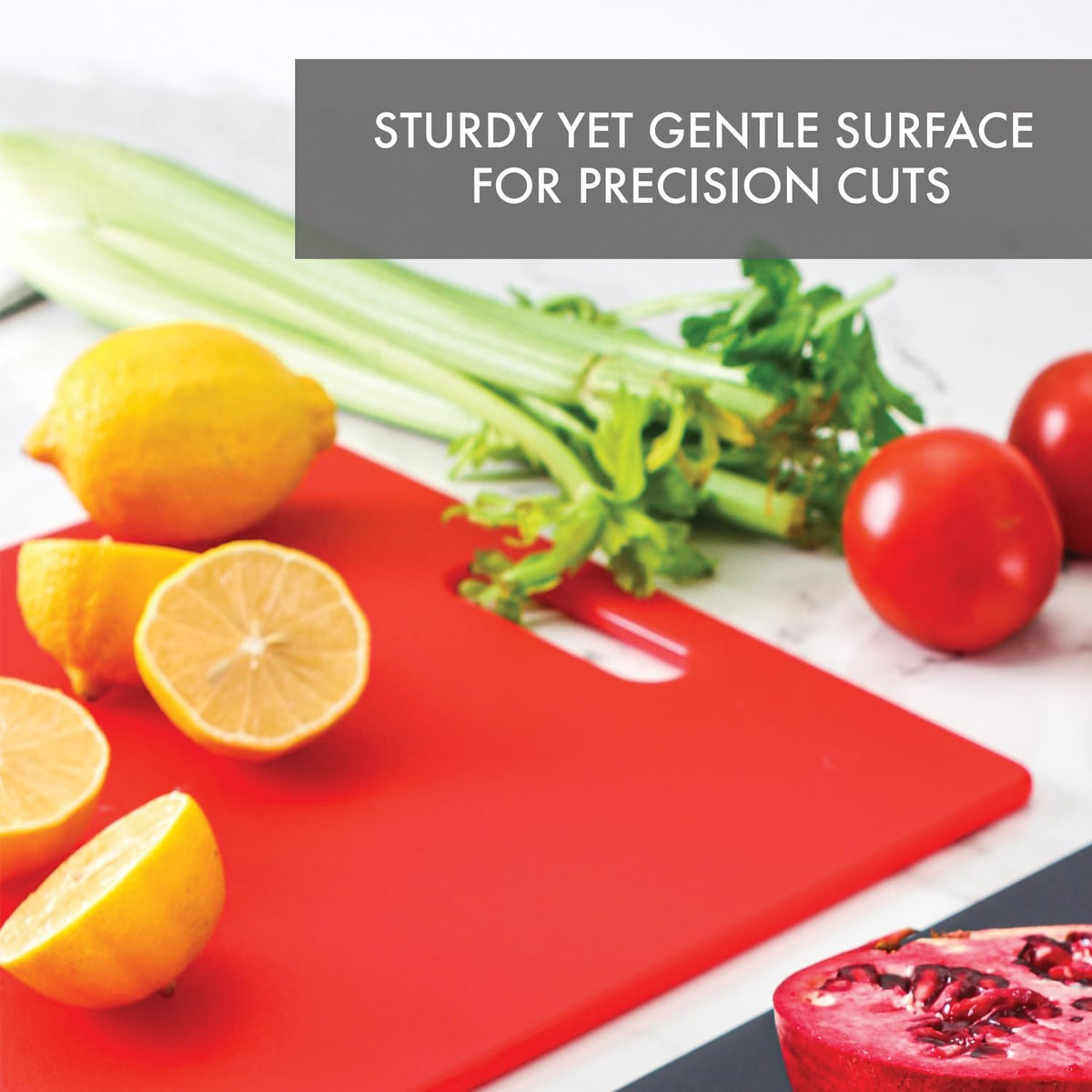 Classic Jelli Cutting Board with Handle, 9 by 15 inches, White Granite Pattern