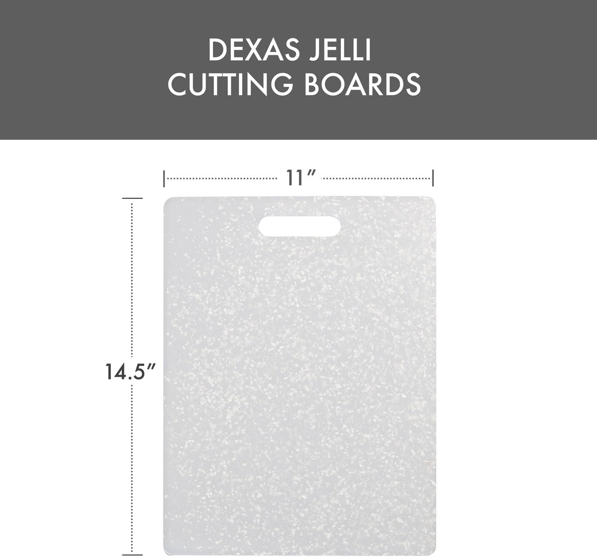Classic Jelli Cutting Board with Handle, 9 by 15 inches, White Granite Pattern