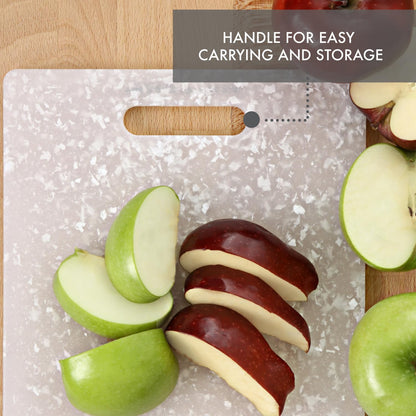 Classic Jelli Cutting Board with Handle, 9 by 15 inches, White Granite Pattern