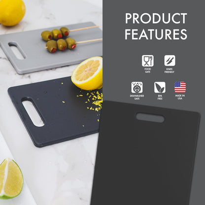 Classic Jelli Cutting Board with Handle, 9 by 15 inches, White Granite Pattern