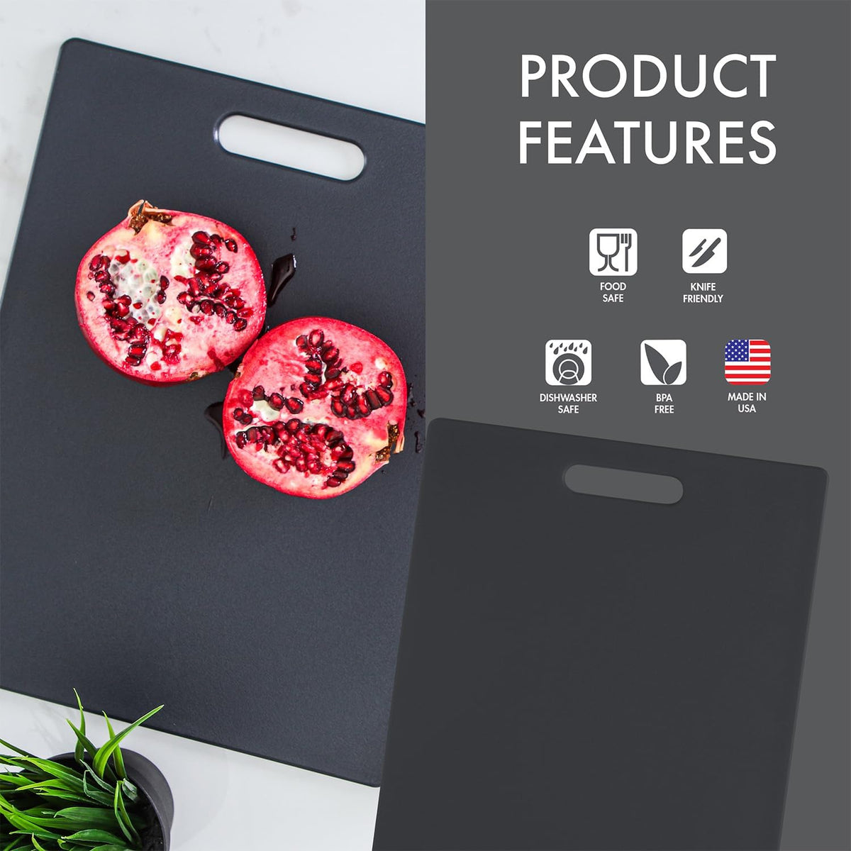 Classic Jelli Cutting Board with Handle, 9 by 15 inches, White Granite Pattern