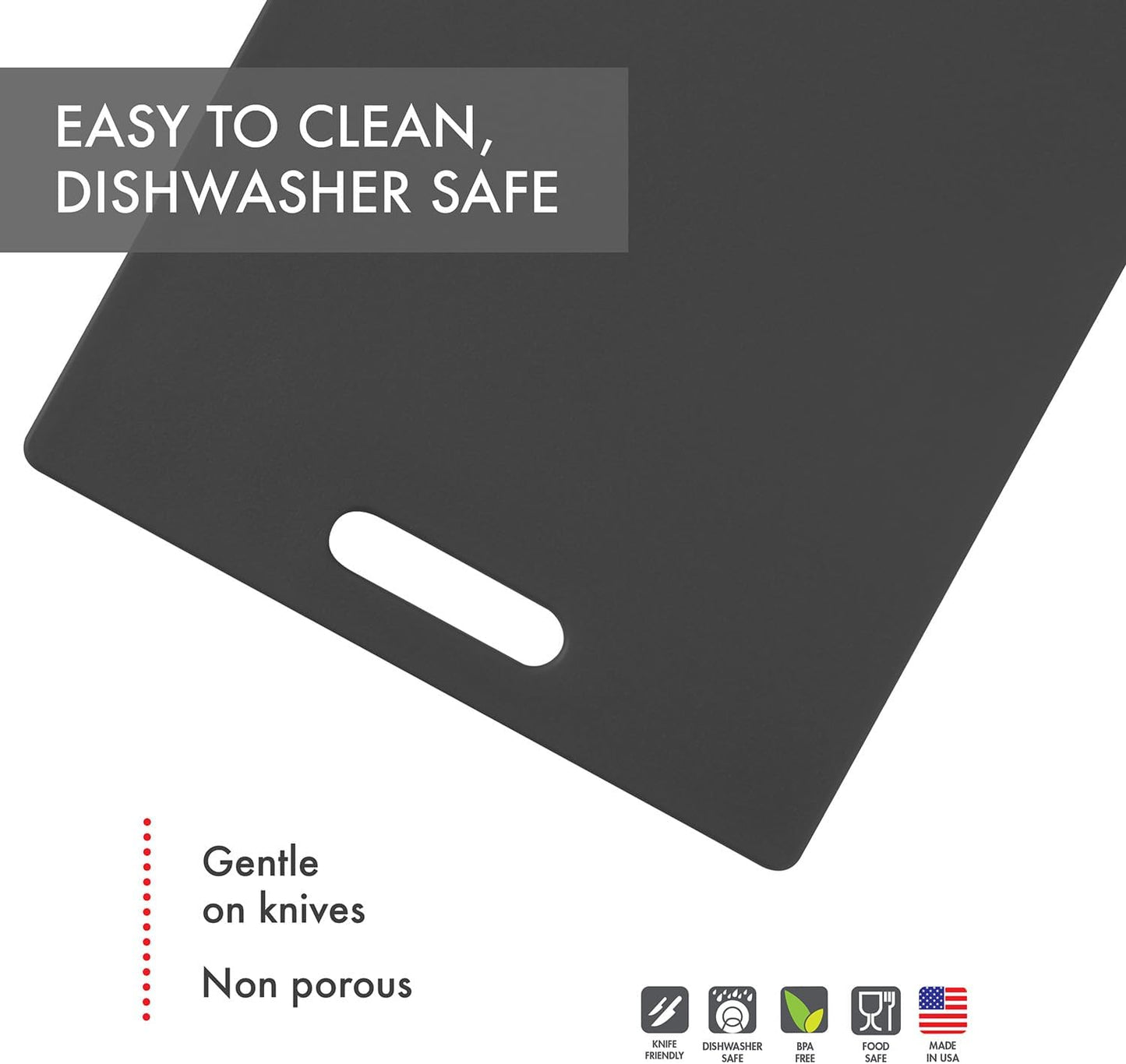Classic Jelli Cutting Board with Handle, 9 by 15 inches, White Granite Pattern