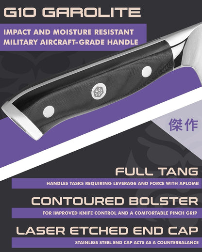 Carving Knife - 12 inch - Dynasty Series - Razor Sharp - Granton Edge - Forged ThyssenKrupp German High Carbon Stainless Steel - G10 Garolite Handle with Blade Guard