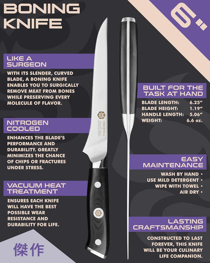 Carving Knife - 12 inch - Dynasty Series - Razor Sharp - Granton Edge - Forged ThyssenKrupp German High Carbon Stainless Steel - G10 Garolite Handle with Blade Guard