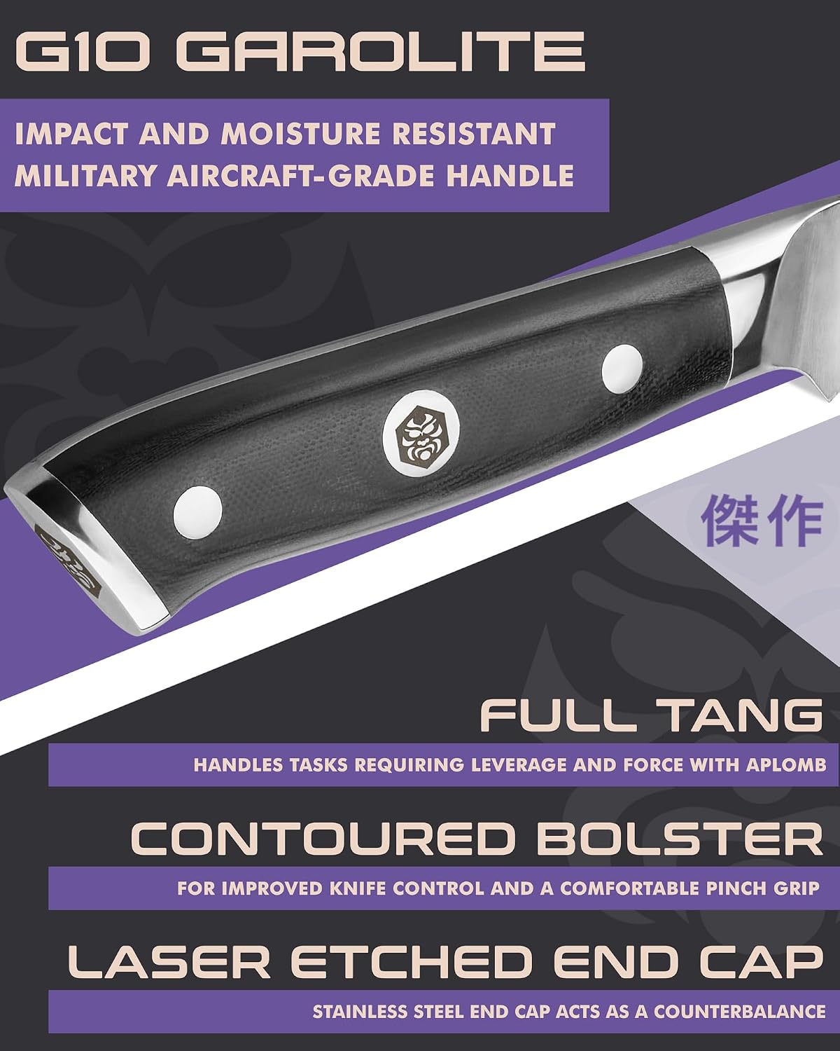 Carving Knife - 12 inch - Dynasty Series - Razor Sharp - Granton Edge - Forged ThyssenKrupp German High Carbon Stainless Steel - G10 Garolite Handle with Blade Guard