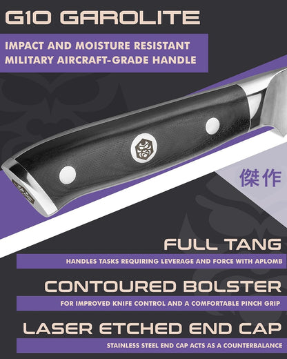 Carving Knife - 12 inch - Dynasty Series - Razor Sharp - Granton Edge - Forged ThyssenKrupp German High Carbon Stainless Steel - G10 Garolite Handle with Blade Guard