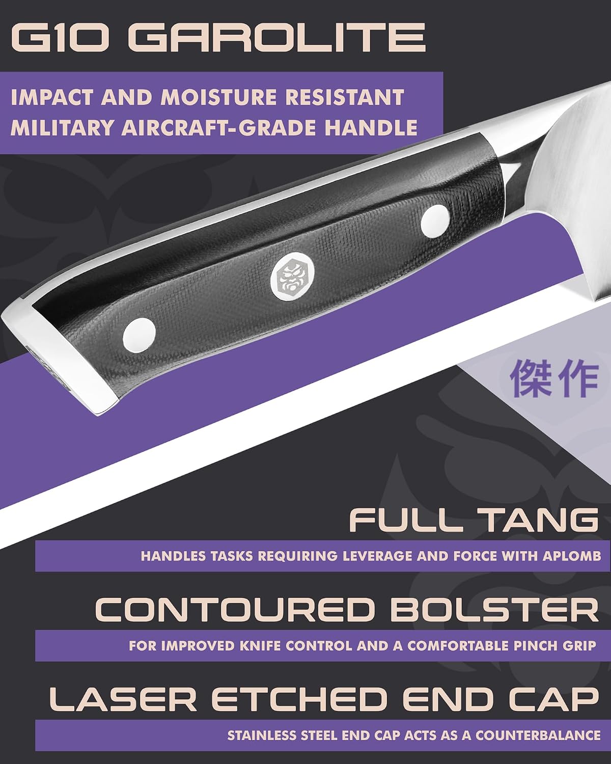 Carving Knife - 12 inch - Dynasty Series - Razor Sharp - Granton Edge - Forged ThyssenKrupp German High Carbon Stainless Steel - G10 Garolite Handle with Blade Guard