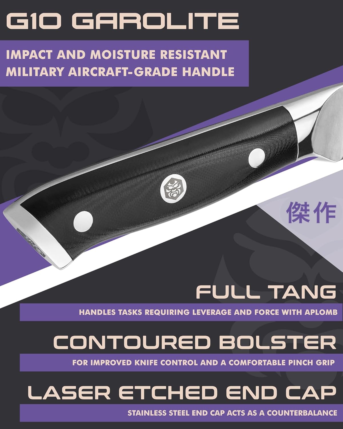 Carving Knife - 12 inch - Dynasty Series - Razor Sharp - Granton Edge - Forged ThyssenKrupp German High Carbon Stainless Steel - G10 Garolite Handle with Blade Guard