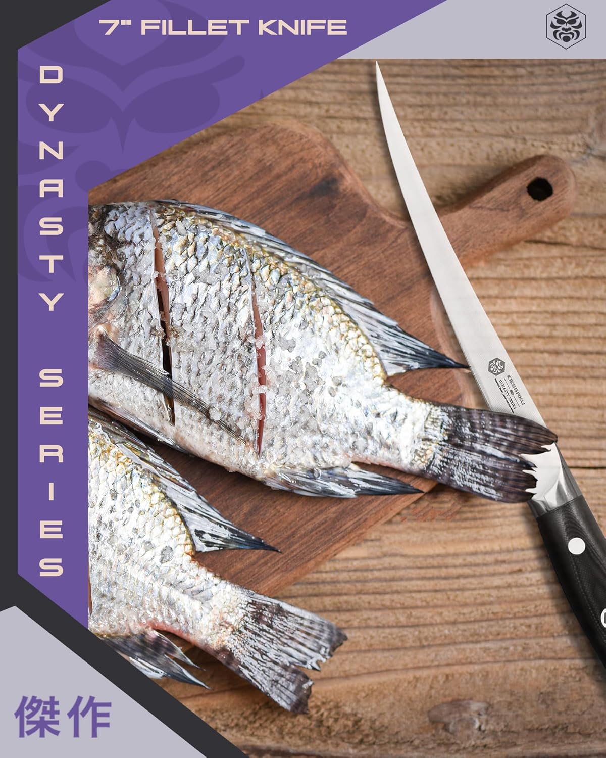 Carving Knife - 12 inch - Dynasty Series - Razor Sharp - Granton Edge - Forged ThyssenKrupp German High Carbon Stainless Steel - G10 Garolite Handle with Blade Guard