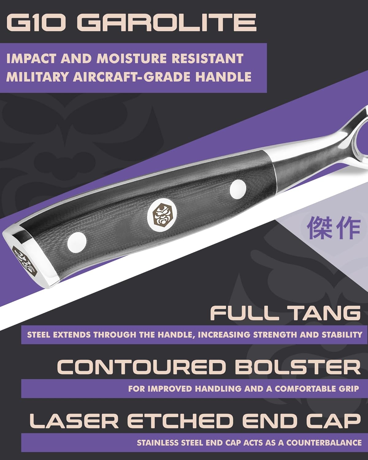 Carving Knife - 12 inch - Dynasty Series - Razor Sharp - Granton Edge - Forged ThyssenKrupp German High Carbon Stainless Steel - G10 Garolite Handle with Blade Guard