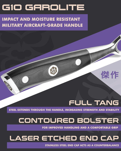 Carving Knife - 12 inch - Dynasty Series - Razor Sharp - Granton Edge - Forged ThyssenKrupp German High Carbon Stainless Steel - G10 Garolite Handle with Blade Guard