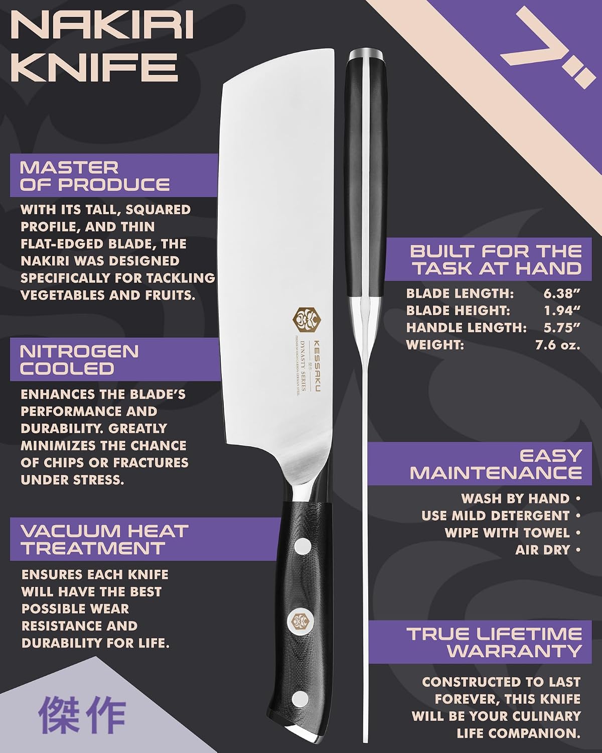 Carving Knife - 12 inch - Dynasty Series - Razor Sharp - Granton Edge - Forged ThyssenKrupp German High Carbon Stainless Steel - G10 Garolite Handle with Blade Guard