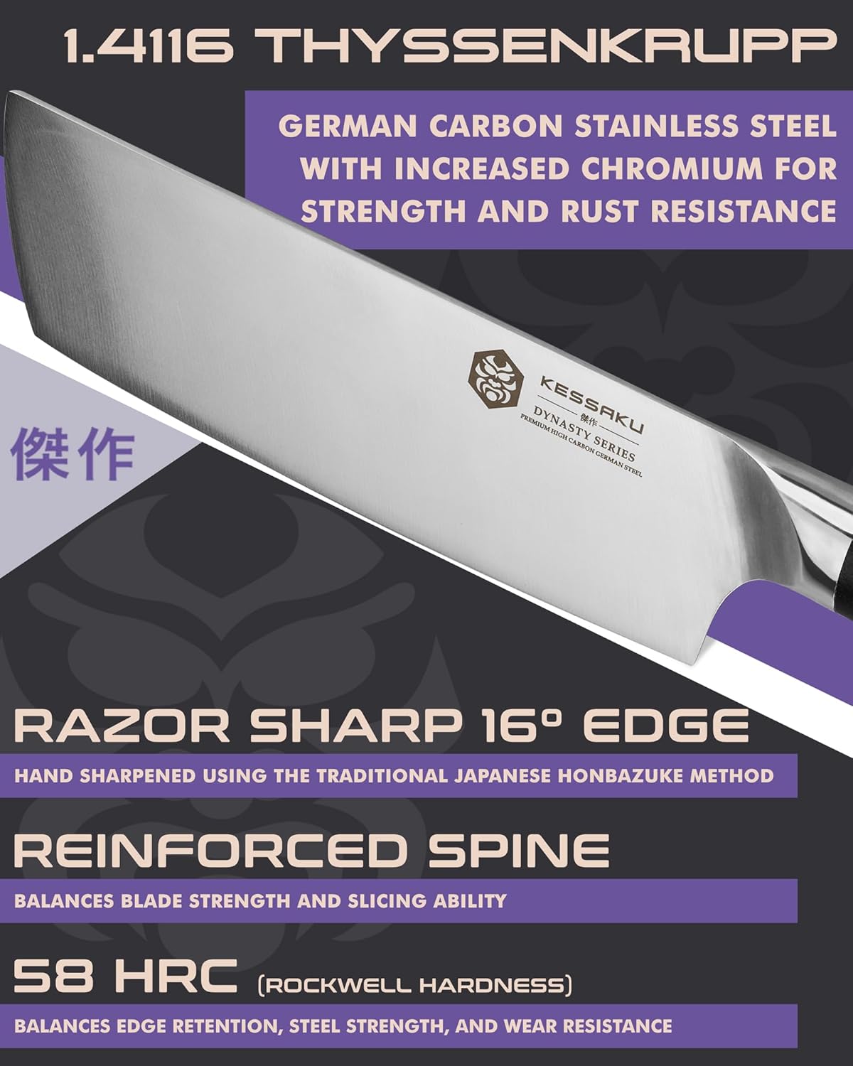 Carving Knife - 12 inch - Dynasty Series - Razor Sharp - Granton Edge - Forged ThyssenKrupp German High Carbon Stainless Steel - G10 Garolite Handle with Blade Guard