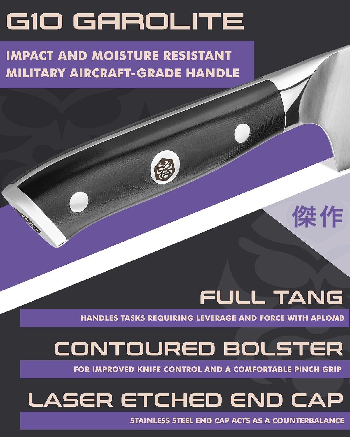 Carving Knife - 12 inch - Dynasty Series - Razor Sharp - Granton Edge - Forged ThyssenKrupp German High Carbon Stainless Steel - G10 Garolite Handle with Blade Guard