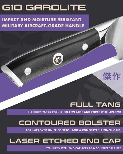 Carving Knife - 12 inch - Dynasty Series - Razor Sharp - Granton Edge - Forged ThyssenKrupp German High Carbon Stainless Steel - G10 Garolite Handle with Blade Guard